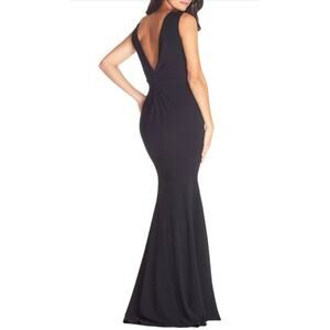 Dress the Population Leighton Gown Black Twist V-Back Sleeveless‎ Sz XS